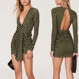 Polka Dot Mini Dress - Black and Yellow